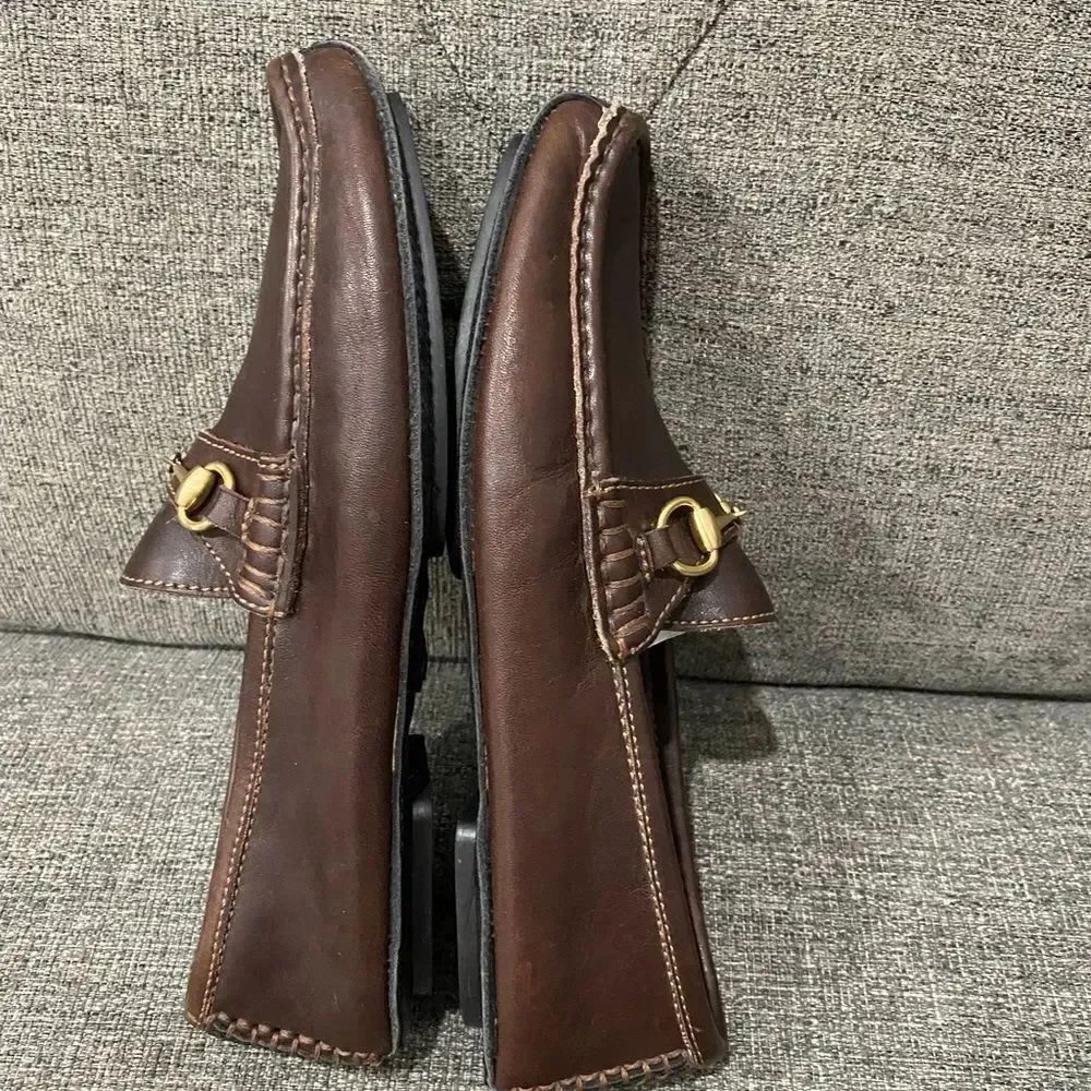 Gucci Dark Brown Leather Loafers with Gold Hardware